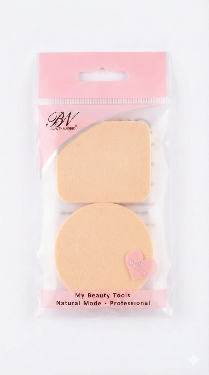 Beauty Naked Makeup Sponge Puff Set – Soft Blending Sponges for Foundation, Powder & Concealer
