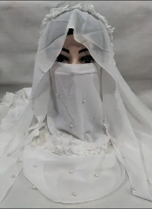 Simple Crown Hijab Without Pearl Soft And Light White Hijab Without Pearl