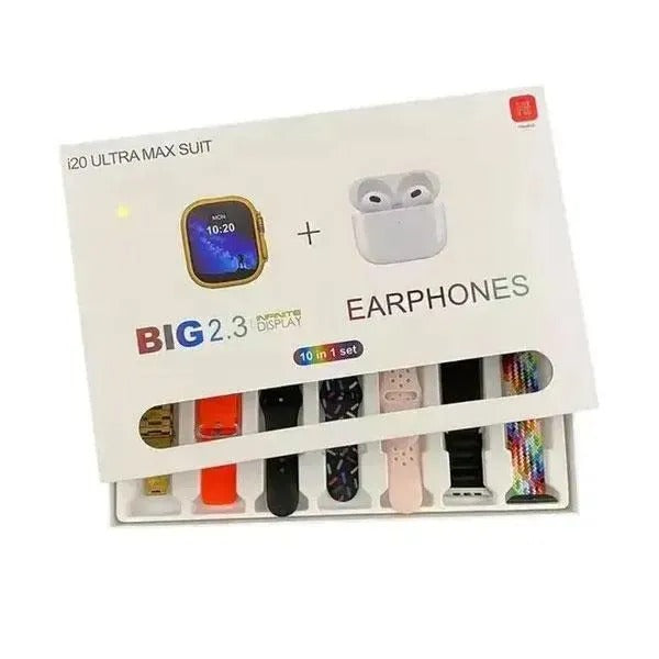I20 Ultra Smart Watch - I20 Ultra Max Suit 10 in 1 Smart Watch With Airpods - Ultra 2 Smart Watch with Earbuds Watch Earbuds Ultra 9 Smart Watch Airpods Watch Airpods Smart Watch for Boys Touch Watch Ultra with Airpods Air tech