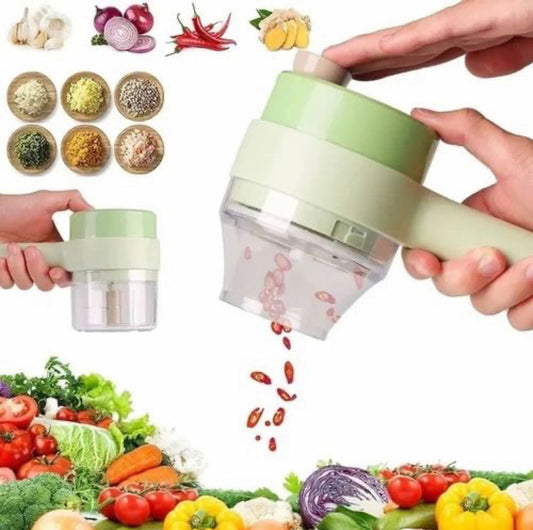 4in1 Multifunction gadget sets Kitchen Tools Accessories Vegetable Cutter Crusher Electric Wireless Garlic Mud Masher Garlic Chopper with Dish &nbsp;cleaning brush&nbsp; Rechargeable&nbsp;