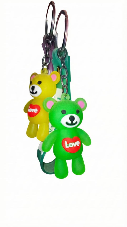 Cute Teddy Bear Keychain | Love Heart Soft Rubber Key Chain for Keys, Bags & Gifts